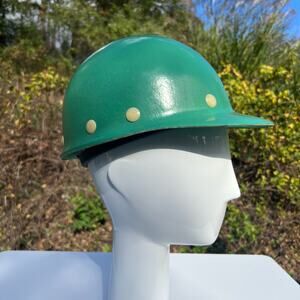 Vintage 80s Pennsylvania Union Made Super Glas Fibre Metal Green Mining Helmet